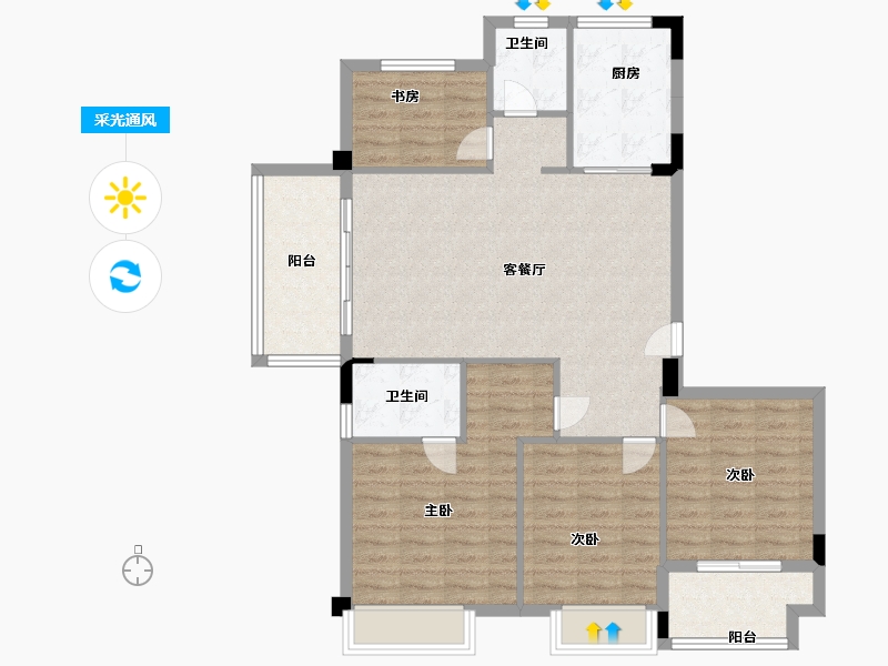 福建省-南平市-建阳璀璨滨江-104.00-户型库-采光通风