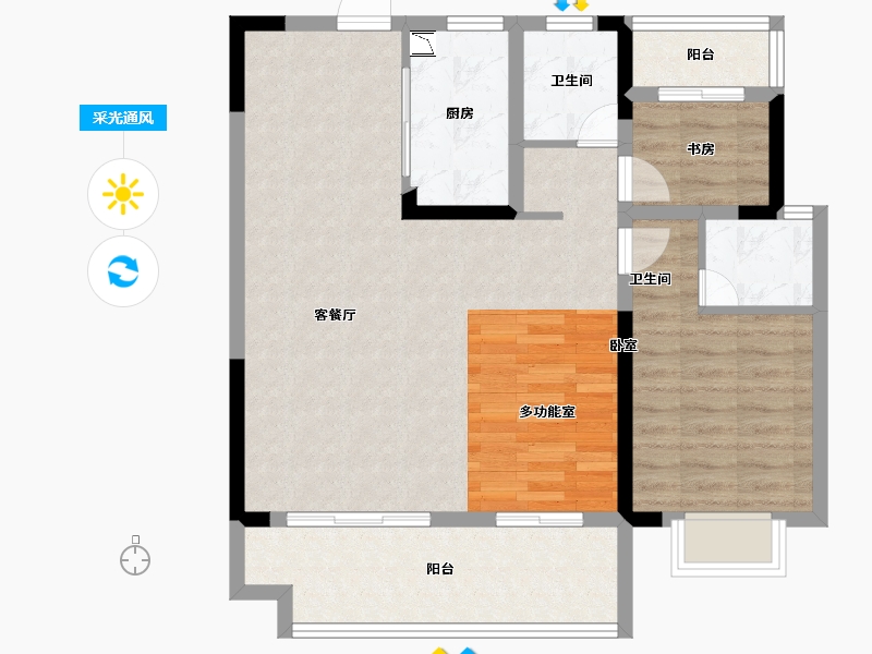 安徽省-淮南市-斌锋·江山樾-84.01-户型库-采光通风