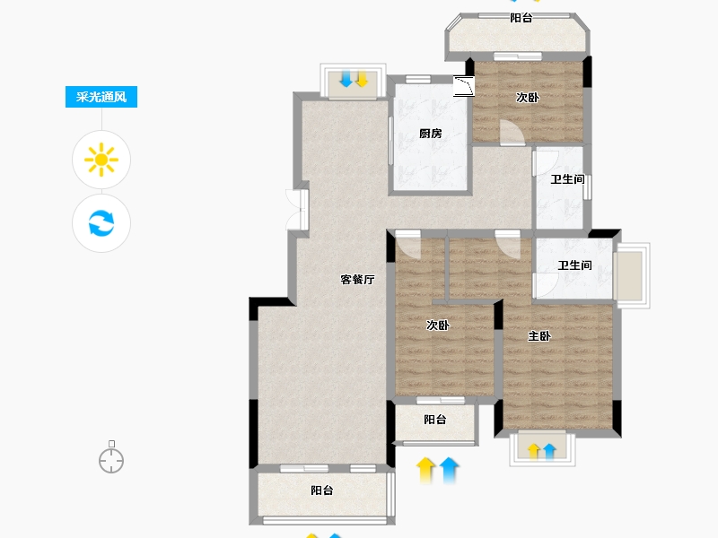 江西省-南昌市-正荣学府壹号-102.00-户型库-采光通风