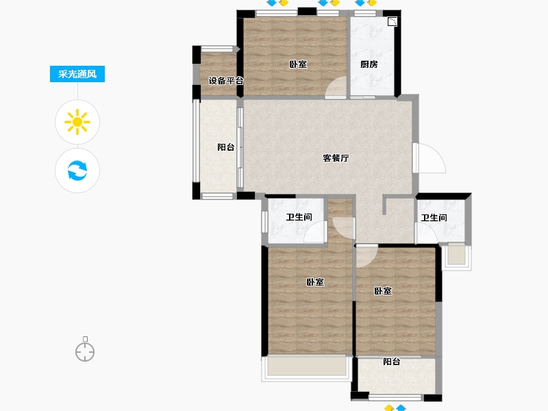 浙江省-丽水市-东方嘉苑-96.00-户型库-采光通风