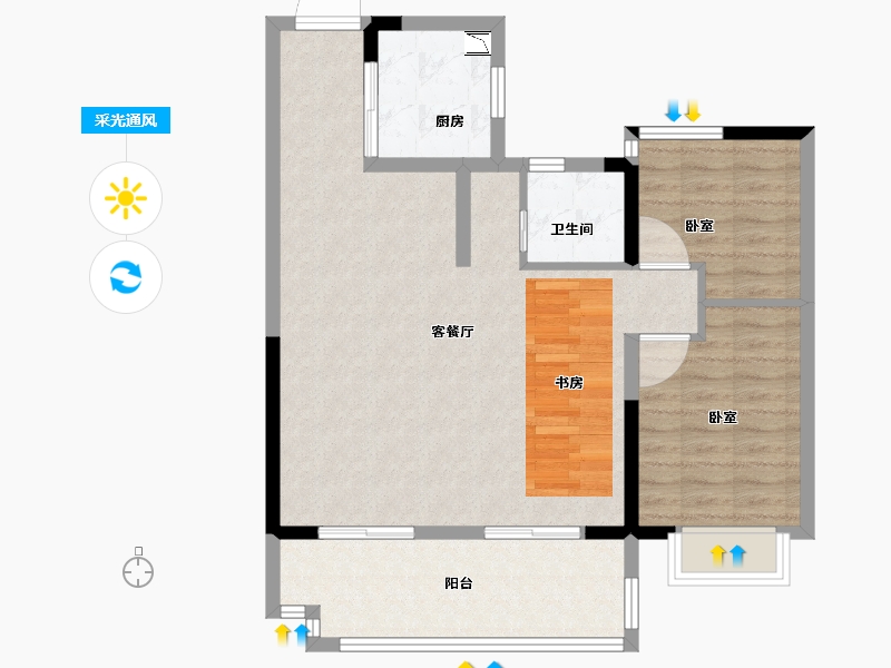 安徽省-合肥市-祥生雲境-82.00-户型库-采光通风