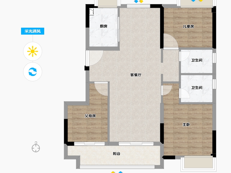 福建省-三明市-建宁碧桂园-85.61-户型库-采光通风