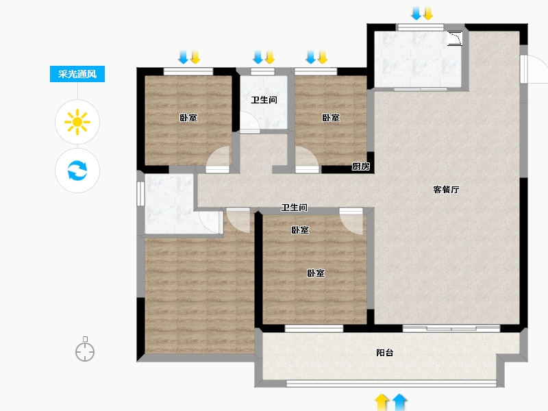 安徽省-淮南市-中至信书香雅苑-120.00-户型库-采光通风