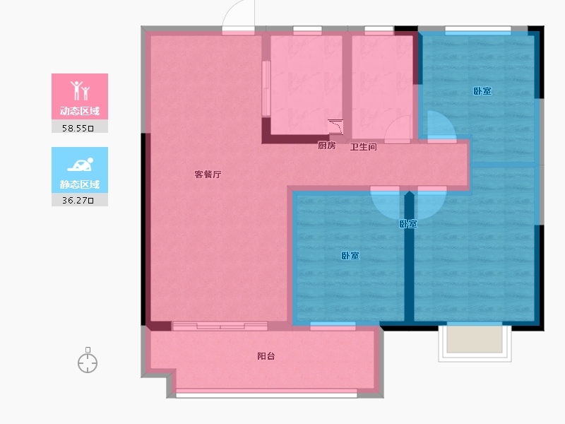 安徽省-淮南市-中至信书香雅苑-84.01-户型库-动静分区