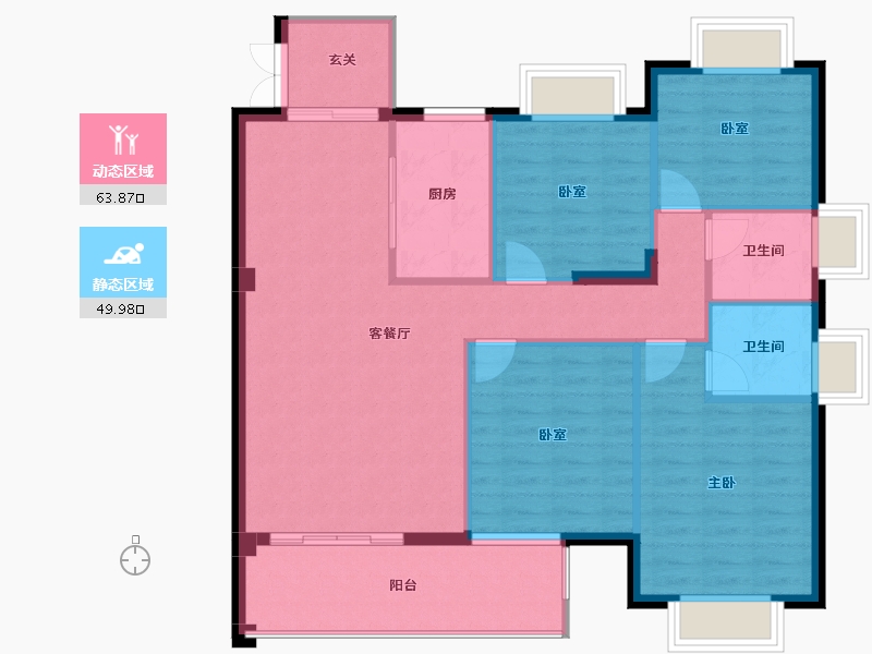 福建省-漳州市-印象澜山-104.00-户型库-动静分区