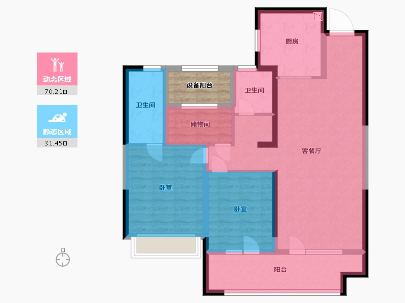 宁夏回族自治区-银川市-银川融创城-94.00-户型库-动静分区