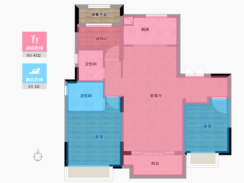 浙江省-湖州市-湖州丝绸小镇-83.66-户型库-动静分区