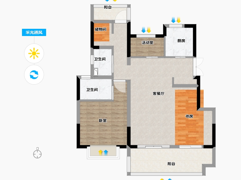 安徽省-合肥市-祥生雲境-91.00-户型库-采光通风