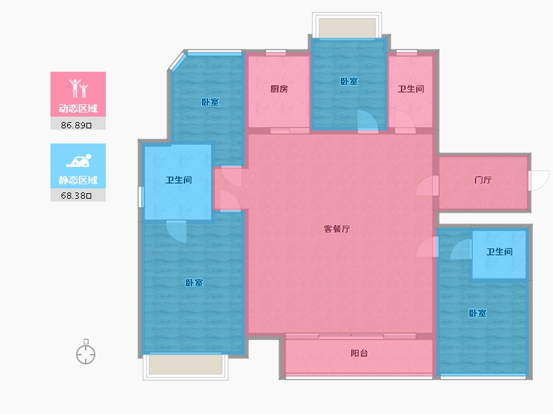 浙江省-杭州市-合景天銮-142.01-户型库-动静分区