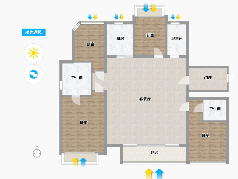 浙江省-杭州市-合景天銮-142.01-户型库-采光通风