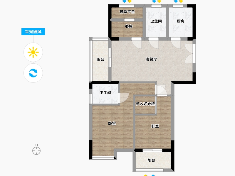 浙江省-嘉兴市-紫金华庭-74.32-户型库-采光通风