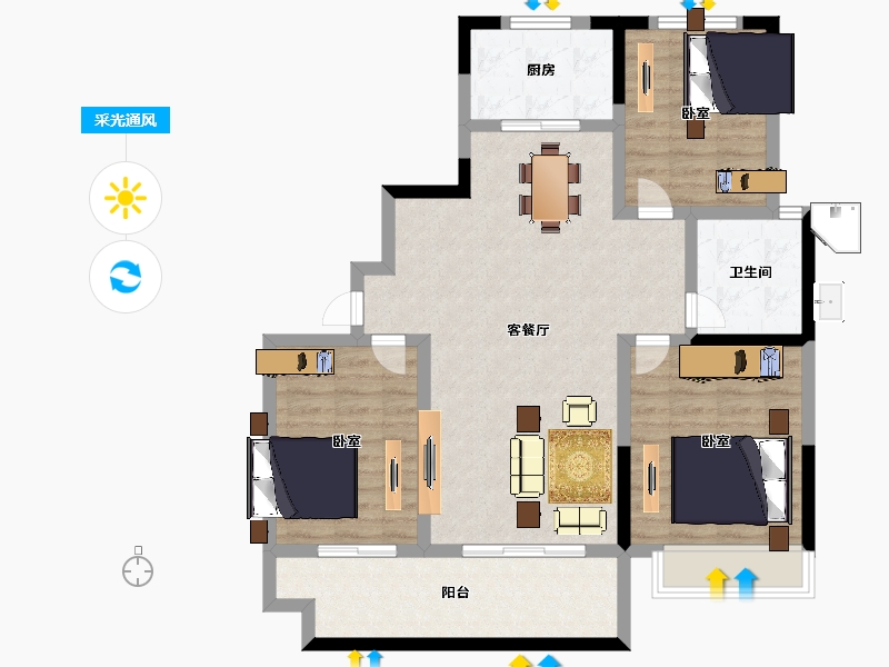 安徽省-池州市-国购名城-95.00-户型库-采光通风