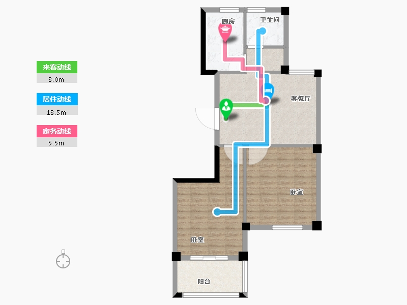 浙江省-宁波市-翰香景庭南苑-76.05-户型库-动静线