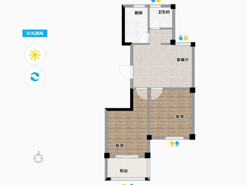 浙江省-宁波市-翰香景庭南苑-76.05-户型库-采光通风