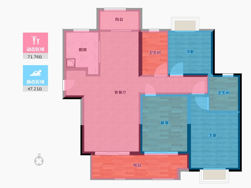 江苏省-南通市-华强国际公馆-107.01-户型库-动静分区