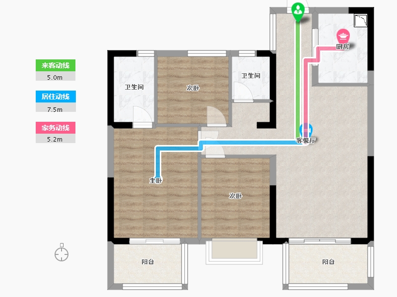 福建省-福州市-鲁能公馆Ⅱ期-89.01-户型库-动静线