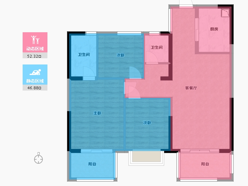 福建省-福州市-鲁能公馆Ⅱ期-89.01-户型库-动静分区