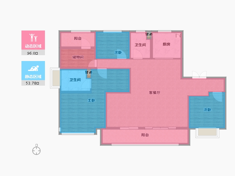 江苏省-泰州市-金通桃花源-135.01-户型库-动静分区