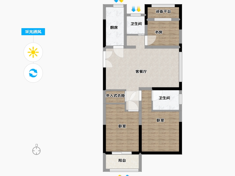 浙江省-湖州市-鸿翔中央府-86.00-户型库-采光通风