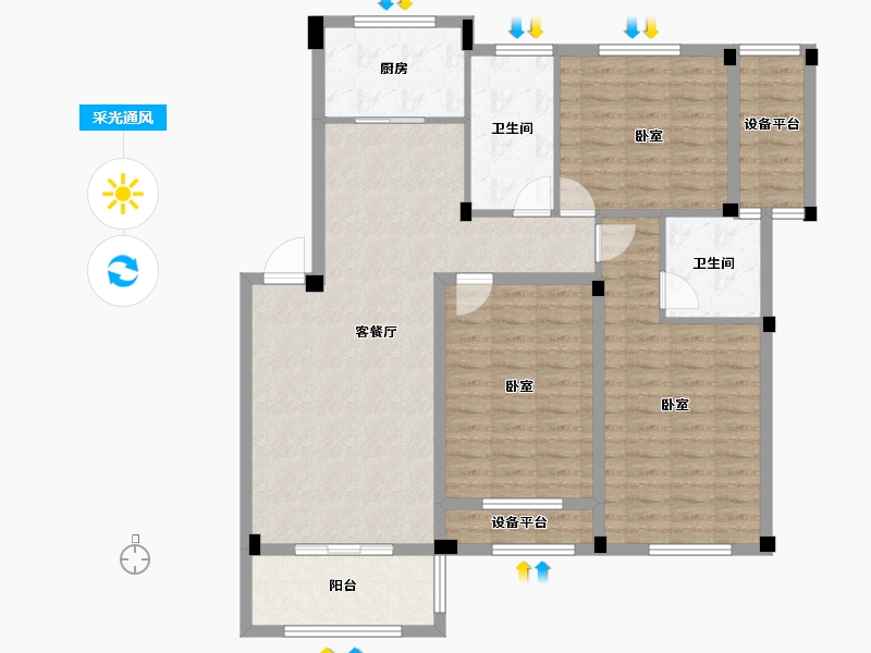 浙江省-绍兴市-竹洞春晓-110.72-户型库-采光通风