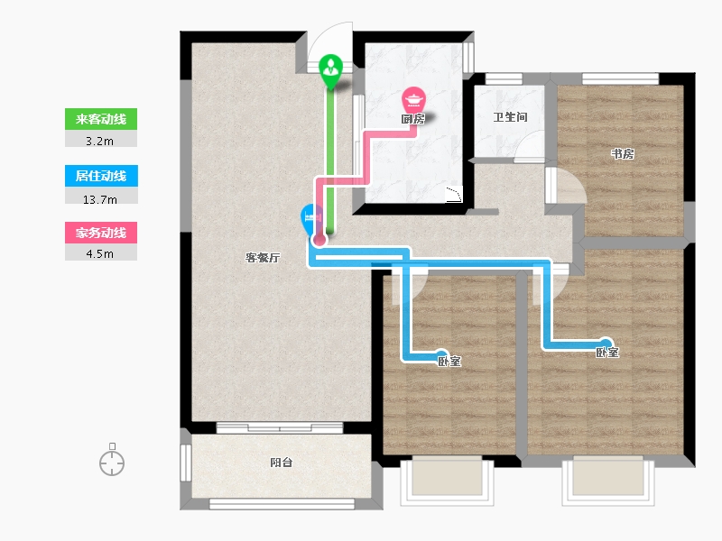 安徽省-淮南市-淮南金融广场-85.00-户型库-动静线