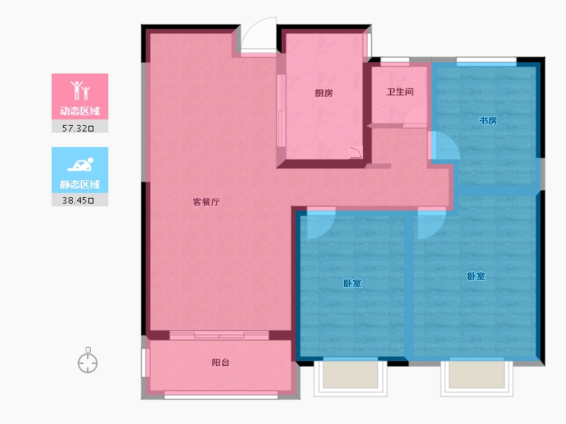 安徽省-淮南市-淮南金融广场-85.00-户型库-动静分区