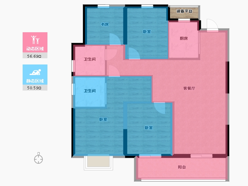 浙江省-嘉兴市-万科泊樾湾-98.00-户型库-动静分区