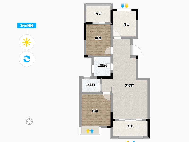 安徽省-合肥市-金大地翡翠公馆-74.00-户型库-采光通风