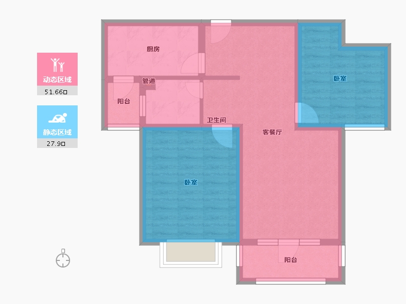 山东省-青岛市-伟东湖山美地 书香郡-70.00-户型库-动静分区