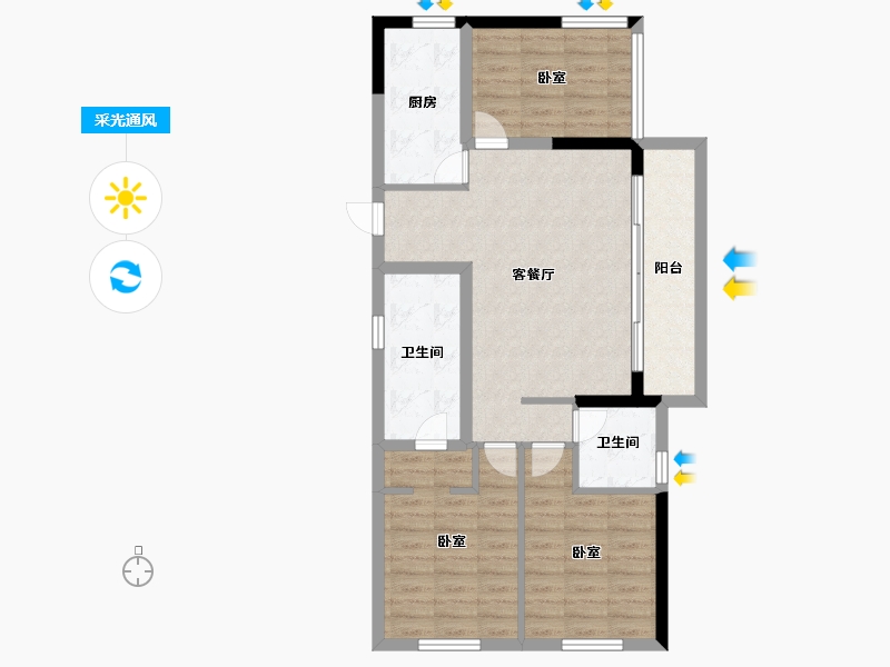 浙江省-杭州市-中旅归锦府-80.00-户型库-采光通风