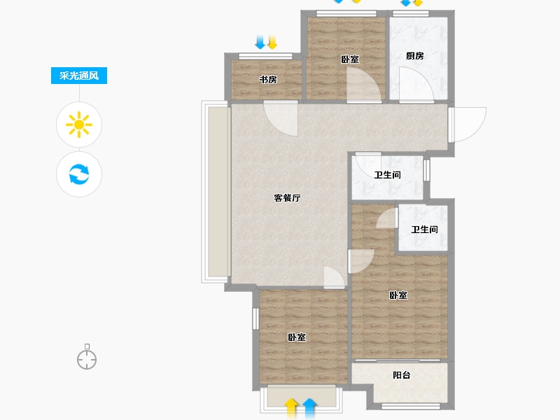 浙江省-湖州市-景都·天鹅湾-99.99-户型库-采光通风