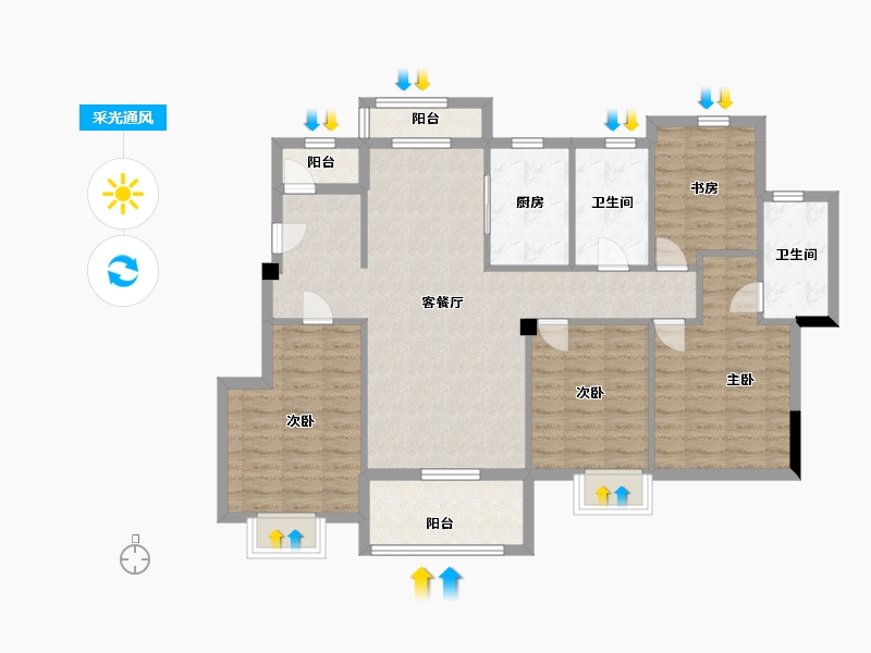 江西省-南昌市-保利心语-106.00-户型库-采光通风