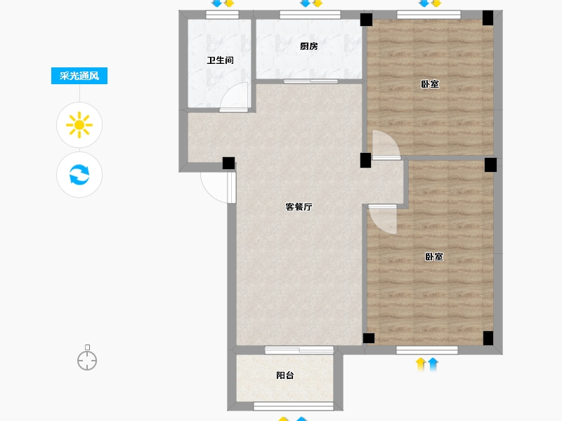 浙江省-绍兴市-竹洞春晓-72.34-户型库-采光通风