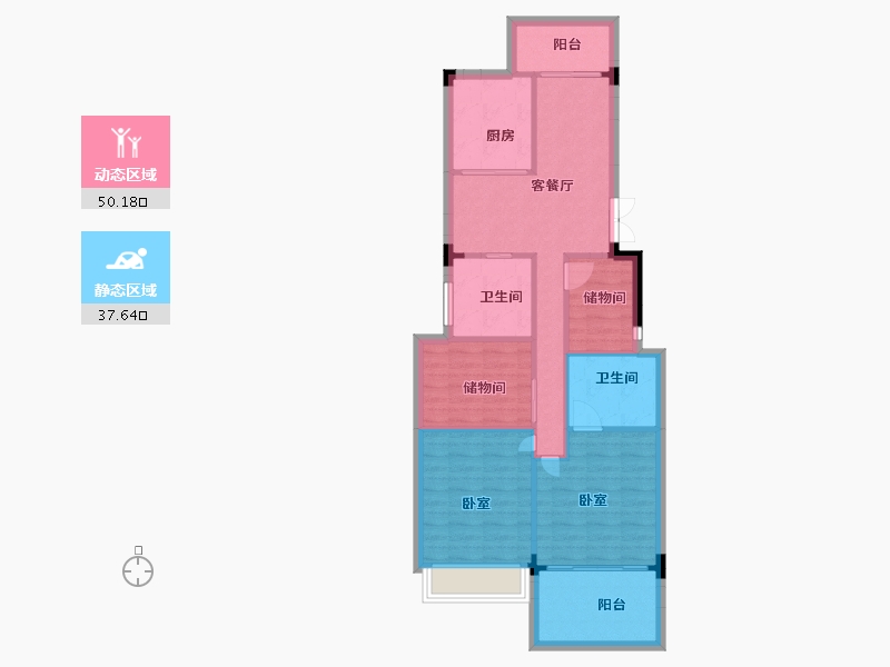 浙江省-嘉兴市-嘉兴恒大香湖左岸-79.00-户型库-动静分区