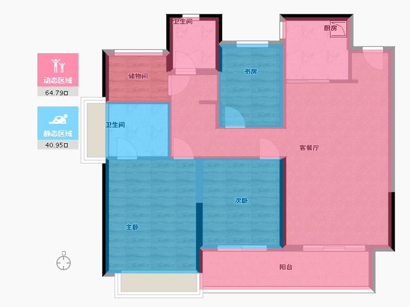 浙江省-杭州市-上海大华潮悦前城-94.43-户型库-动静分区