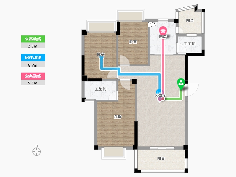 福建省-泉州市-湖光山舍-95.41-户型库-动静线