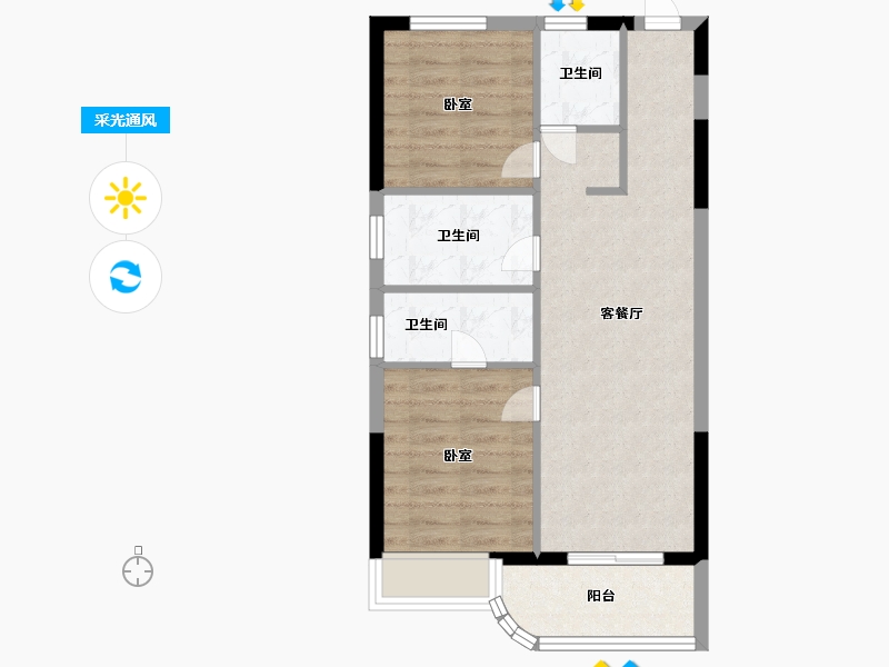 浙江省-宁波市-缘起莲韵-60.10-户型库-采光通风