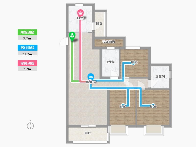 浙江省-嘉兴市-恒大滨河左岸-89.38-户型库-动静线