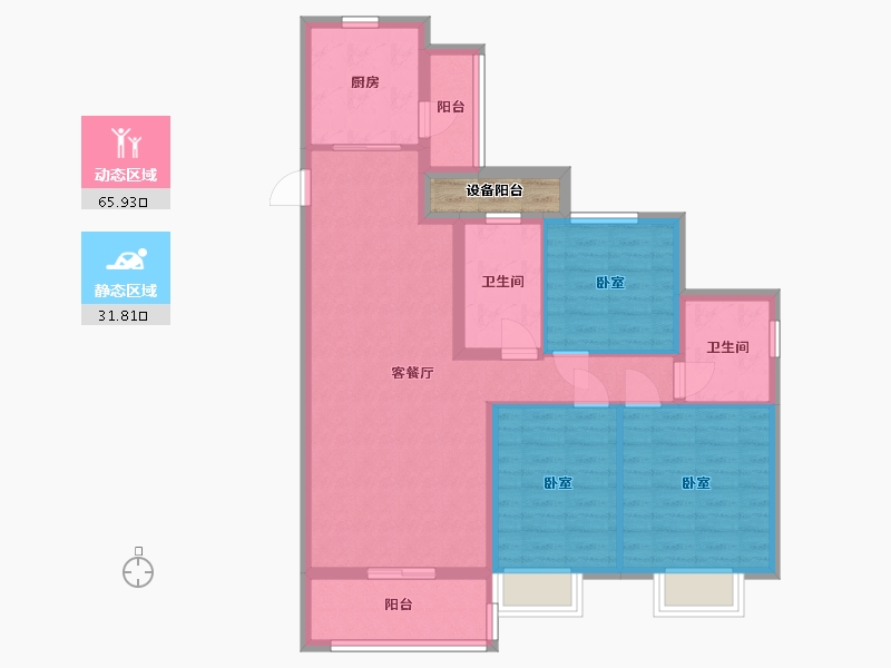 浙江省-嘉兴市-恒大滨河左岸-89.38-户型库-动静分区