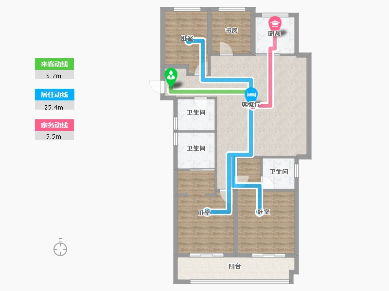 浙江省-杭州市-滨江御虹府-113.42-户型库-动静线