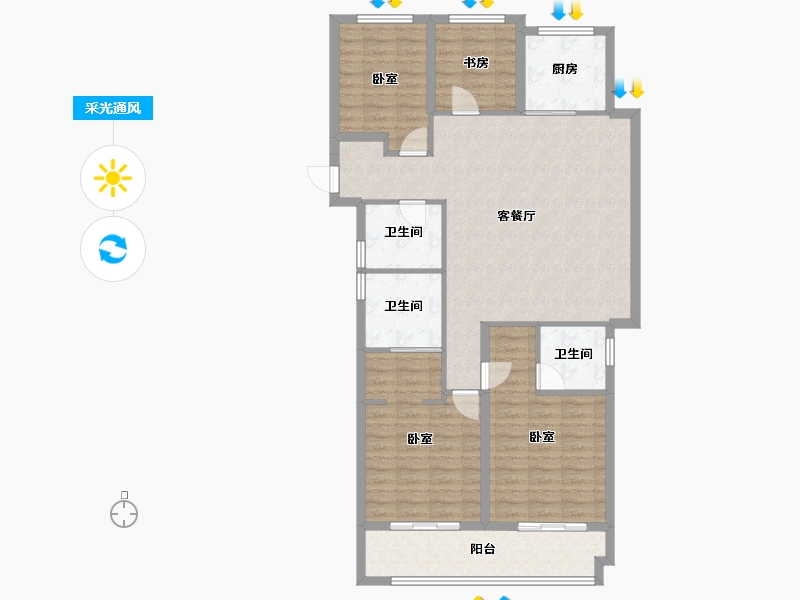 浙江省-杭州市-滨江御虹府-113.42-户型库-采光通风