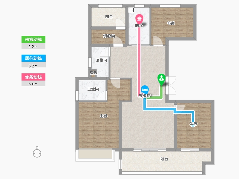 江苏省-泰州市-金通桃花源-104.99-户型库-动静线