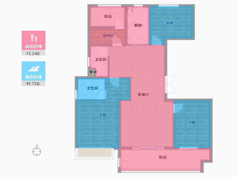 江苏省-泰州市-金通桃花源-104.99-户型库-动静分区