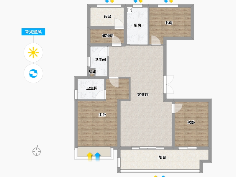 江苏省-泰州市-金通桃花源-104.99-户型库-采光通风