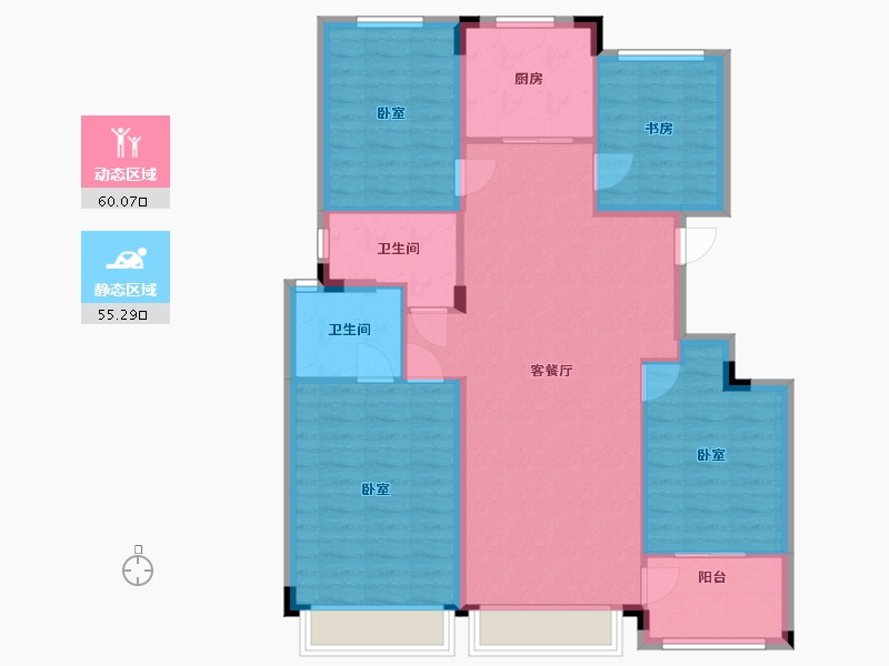 浙江省-湖州市-滨江棕榈·十里春晓-104.83-户型库-动静分区