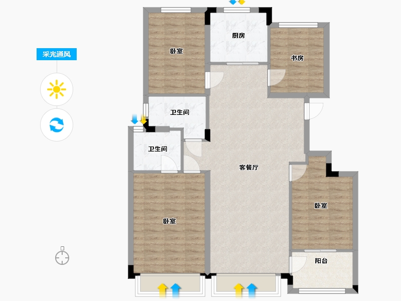 浙江省-湖州市-滨江棕榈·十里春晓-104.83-户型库-采光通风