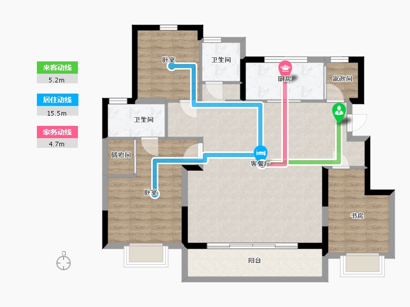 浙江省-嘉兴市-万科泊樾湾-103.07-户型库-动静线