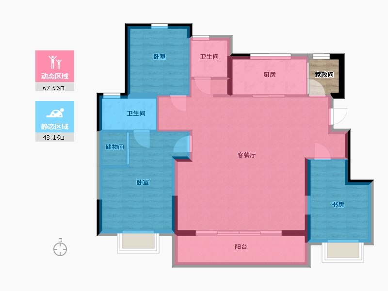 浙江省-嘉兴市-万科泊樾湾-103.07-户型库-动静分区