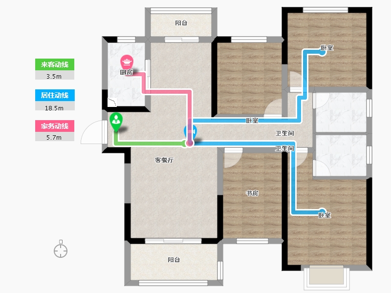 安徽省-淮南市-淮南金融广场-104.01-户型库-动静线