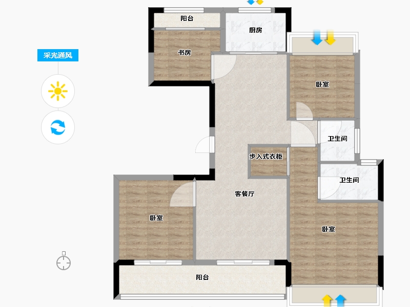 浙江省-宁波市-缘起莲韵-110.29-户型库-采光通风